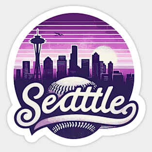 Vintage Purple Seattle City Baseball Sticker